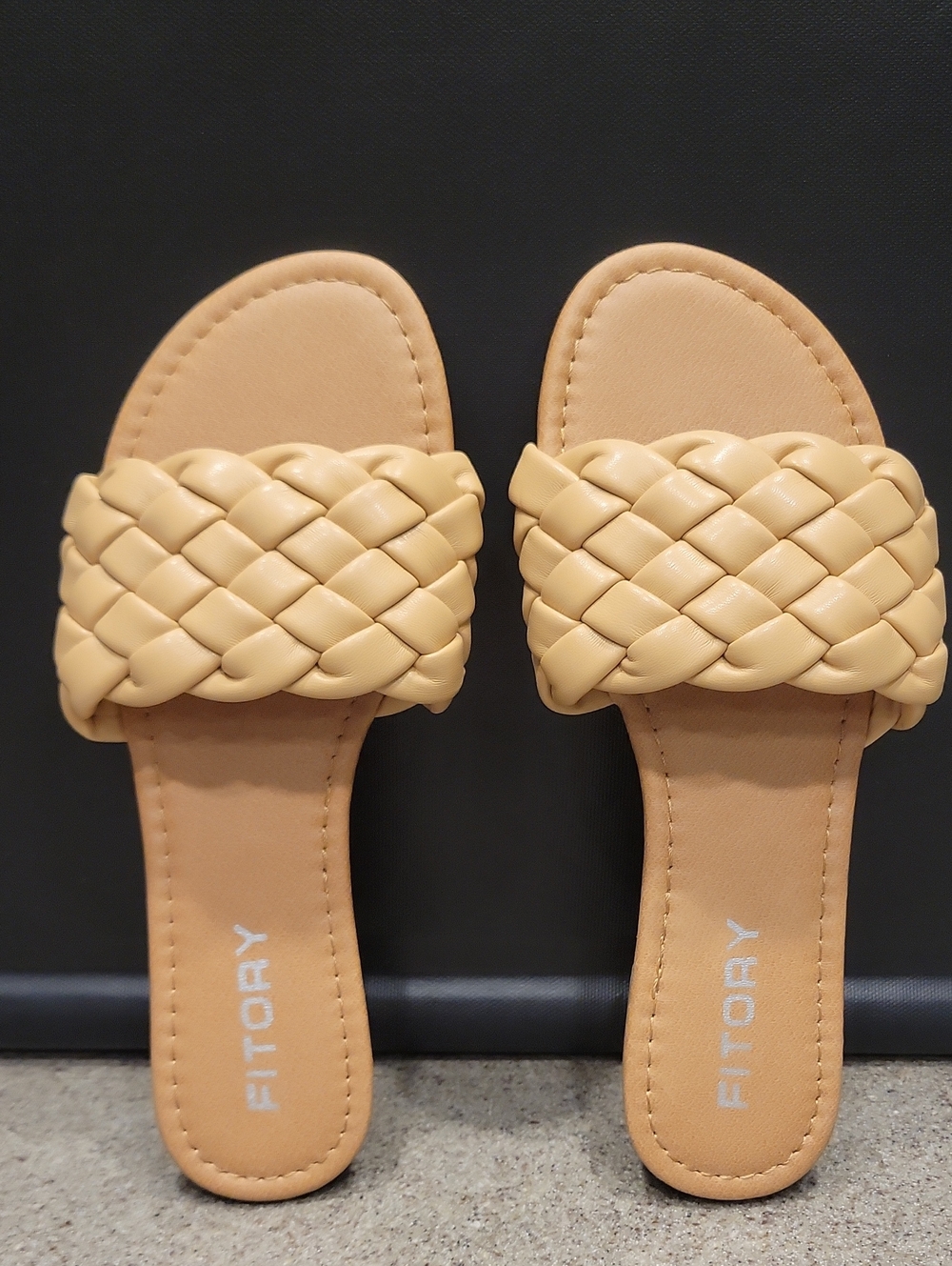 FITORY Braided Flat Sandals Size 7 Neutral